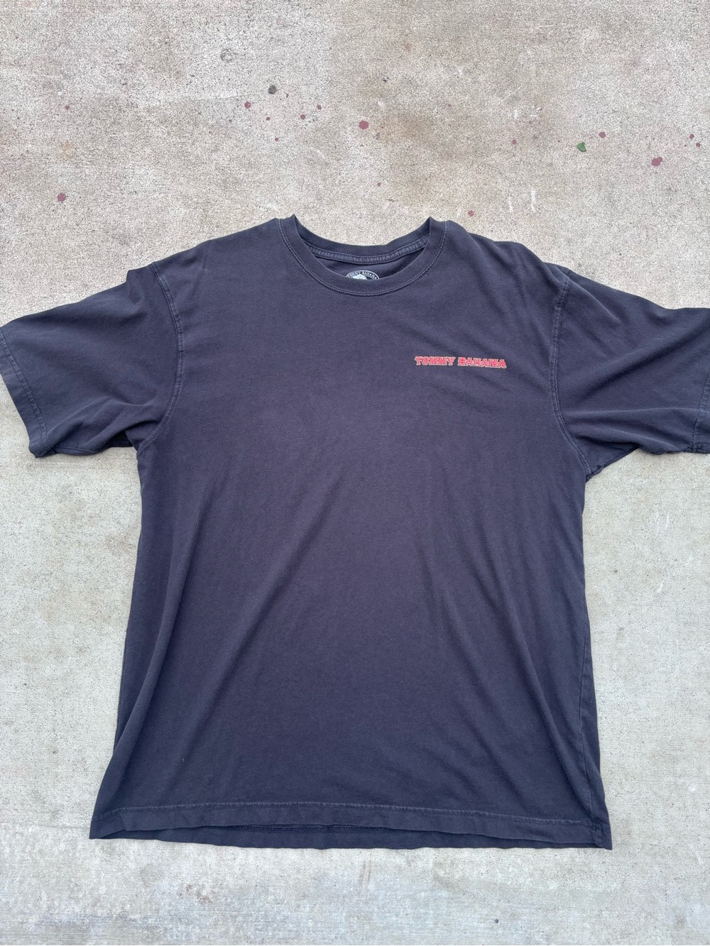 Men’s black Tommy Bahamas shirt with back graphic size large